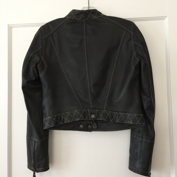Zara Basic Black Leather Jacket - Picture 3 of 5